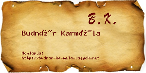 Budnár Karméla névjegykártya